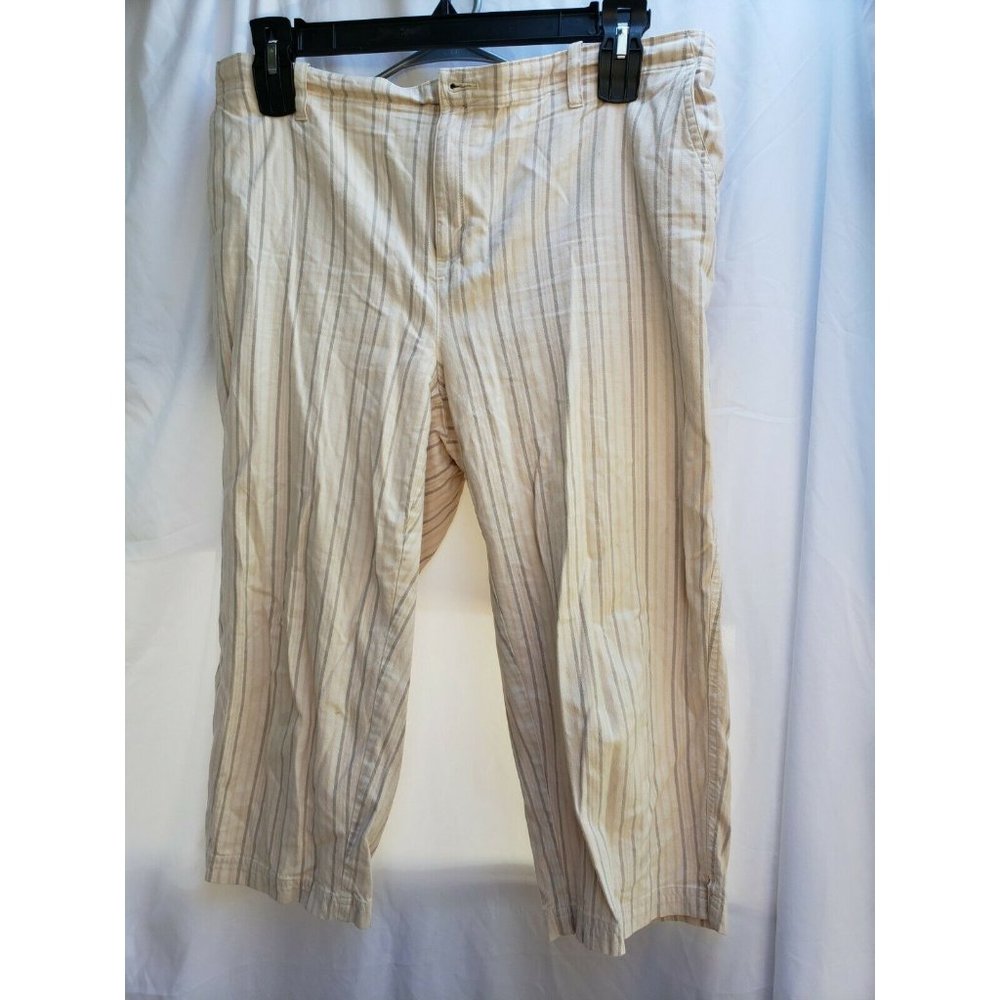 First Issue by Liz Claiborne Womens 16W Beige Striped Capris